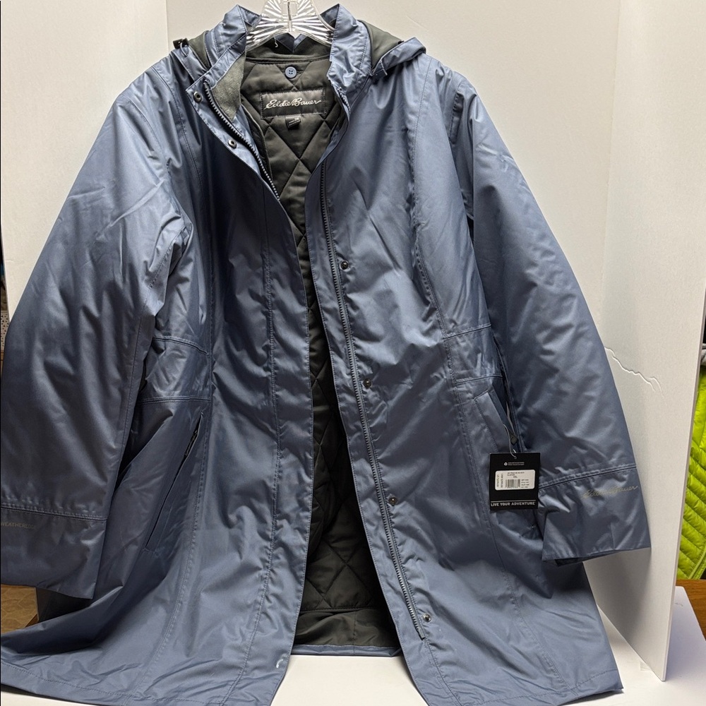 Eddie Bauer Slate Blue Girl on the Go Hooded Trench Coat XXL